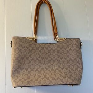Chic Brown Patterned Tote Bag/ Purse